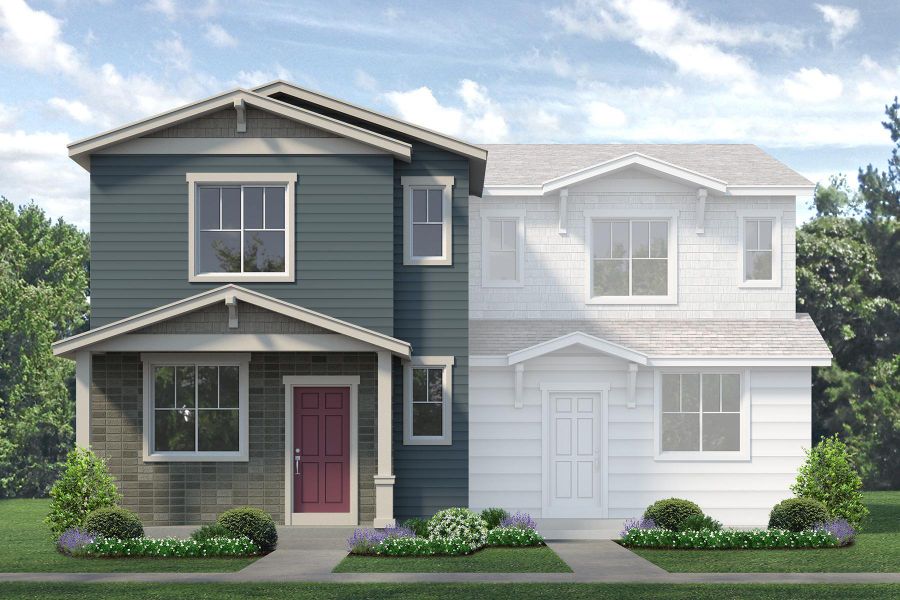 Representative exterior photo of a completed home built from the Biscayne by Landsea Homes in Pintail Commons at Johnstown Village, Johnstown, CO (Image 16).
