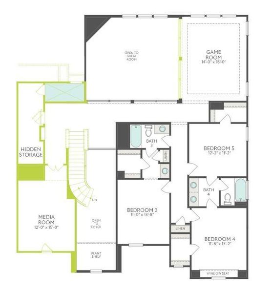2D floor plan layout of this home in Pecan Ridge, Fulshear, TX (Image 3).