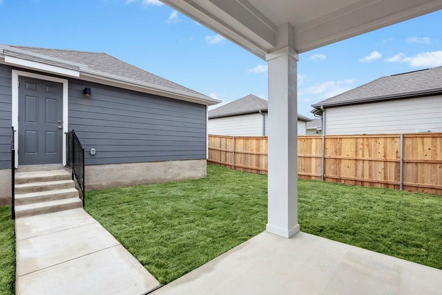 Exterior details and patio area of a home in Mayfair, New Braunfels (Image 21).