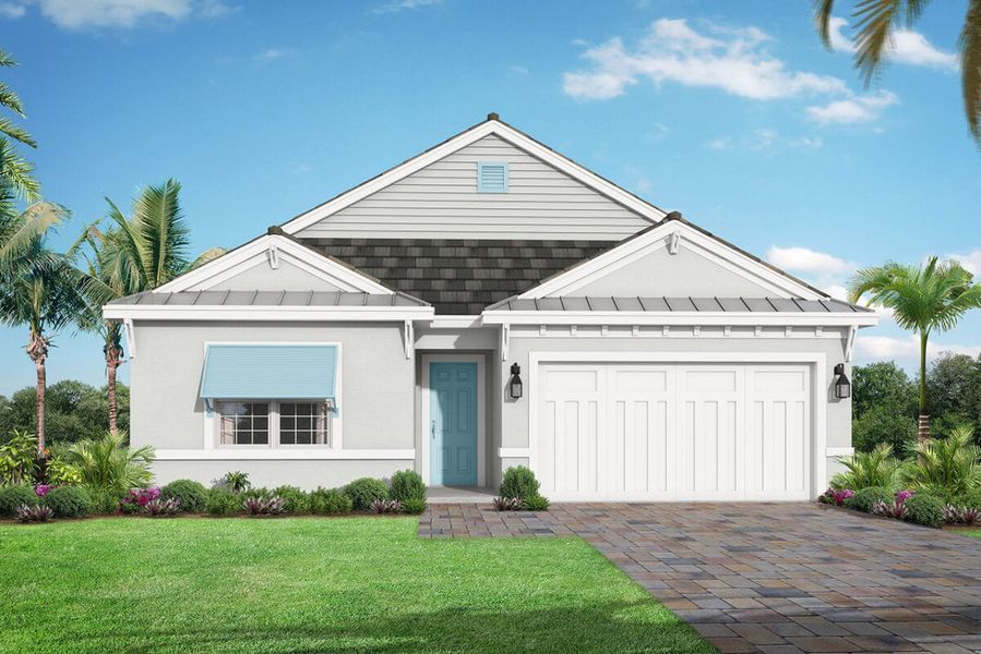 Representative exterior photo of a completed home built from the Bay Island by Medallion Home in The Willows, Parrish, FL (Image 5).