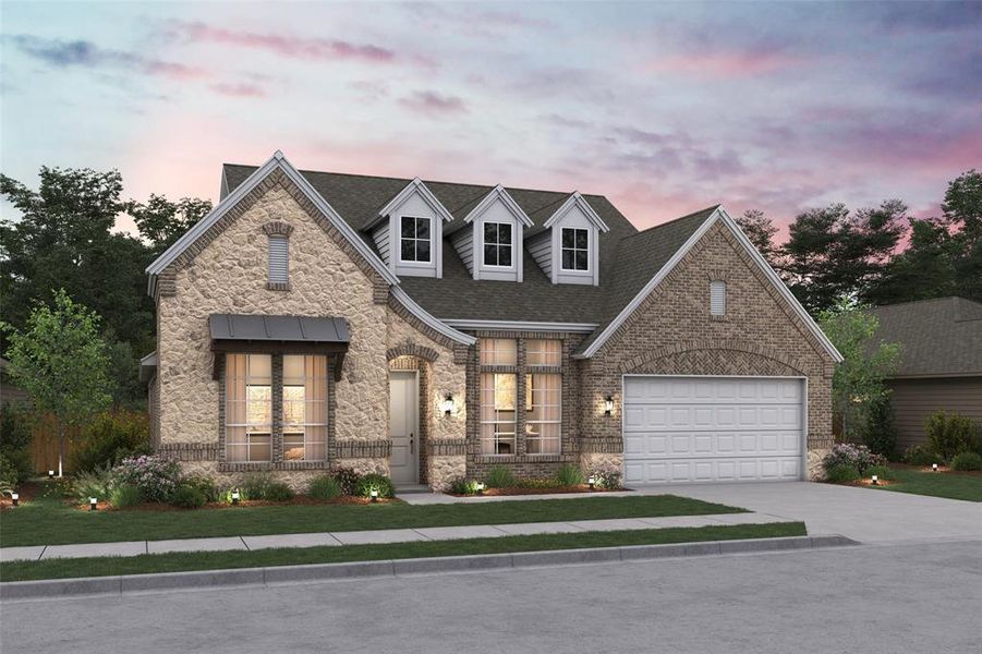 Front exterior of a new home in Wellington, Haslet, TX, highlighting curb appeal (Image 1).