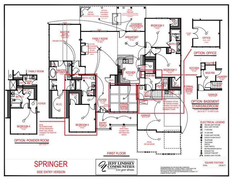2D floor plan layout for the Springer A by Jeff Lindsey Communities in Lamar Farms, Newnan, GA (Image 2).