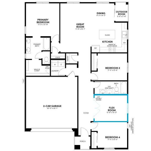 2D floor plan layout of this home in Wildflower at Blossom Rock, Apache Junction, AZ (Image 5).