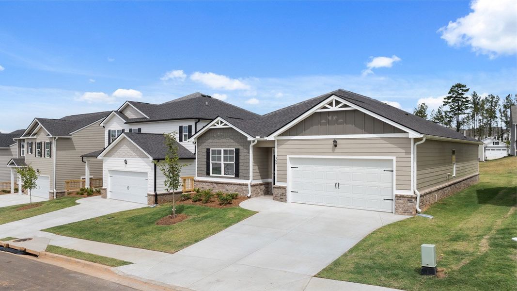 Front exterior of a new home in The Abbey at Trolley Run Station, Aiken, SC, highlighting curb appeal (Image 20).
