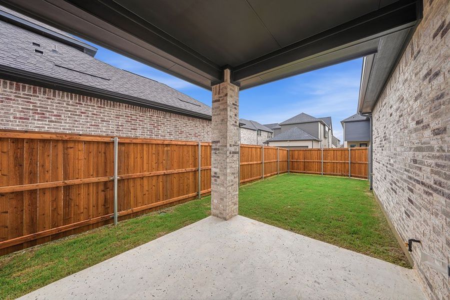 Exterior details and patio area of a home in Light Farms Brenham - 40' Lots, Celina (Image 3). Exterior details and patio area of a home in Light Farms Brenham - 40' Lots, Celina (Image 3).