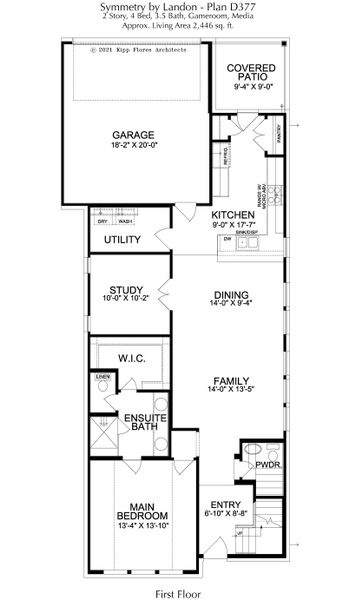 2D floor plan layout of this home in Symmetry 37s, Frisco, TX (Image 9).