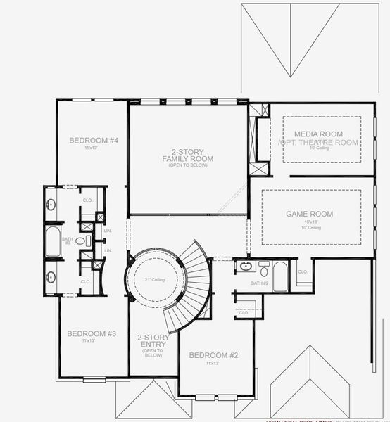 2D floor plan layout for the 3398W by Perry Homes in Two Step Farm 60', Montgomery, TX (Image 3).