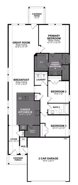 2D floor plan layout of this home in Veranda, San Antonio, TX (Image 2).