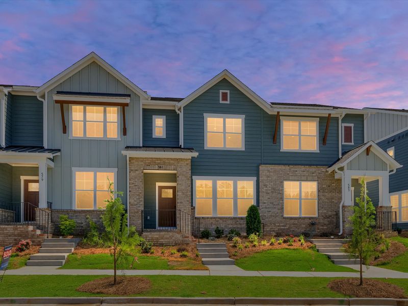 Front exterior of a new home in Hardy Pond Townhomes, Rock Hill, SC, highlighting curb appeal (Image 2). Front exterior of a new home in Hardy Pond Townhomes, Rock Hill, SC, highlighting curb appeal (Image 2).