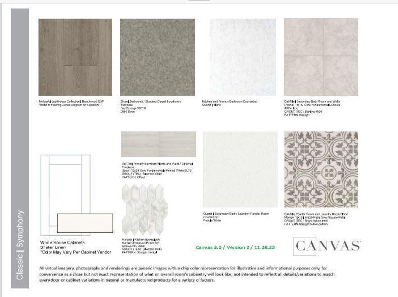 Design Selections.  Home is under construction and selections are subject to change.