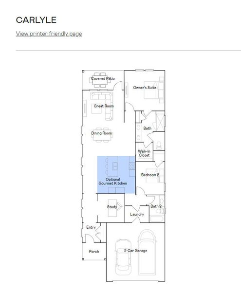2D floor plan layout of this home in Horizons at Carnes Crossroads | 55+, Summerville, SC (Image 2).