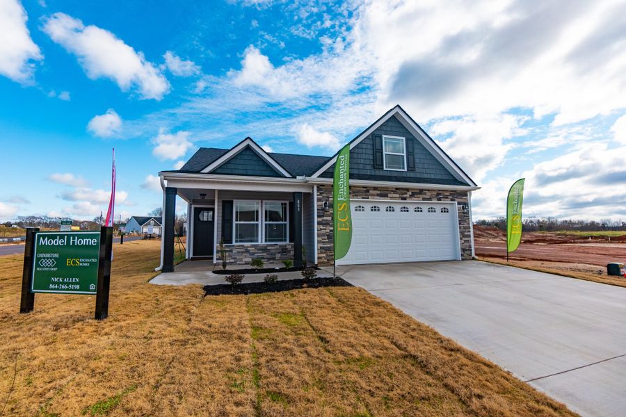 Representative exterior photo of a completed home built from the Clifton by Enchanted Homes in Arcadia Village, Spartanburg, SC (Image 28).