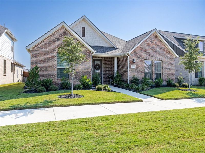 Front exterior of a new home in , Waxahachie, TX, highlighting curb appeal (Image 1). Front exterior of a new home in , Waxahachie, TX, highlighting curb appeal (Image 1).