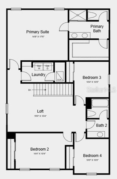 2D floor plan layout of this home in Cove at Coasterra, Palmetto, FL (Image 2).