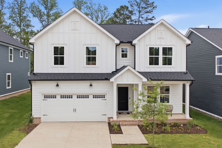 Representative exterior photo of a completed home built from the Kirby by Pulte Homes in Henley Village, Burlington, NC (Image 1). Representative exterior photo of a completed home built from the Kirby by Pulte Homes in Henley Village, Burlington, NC (Image 1).