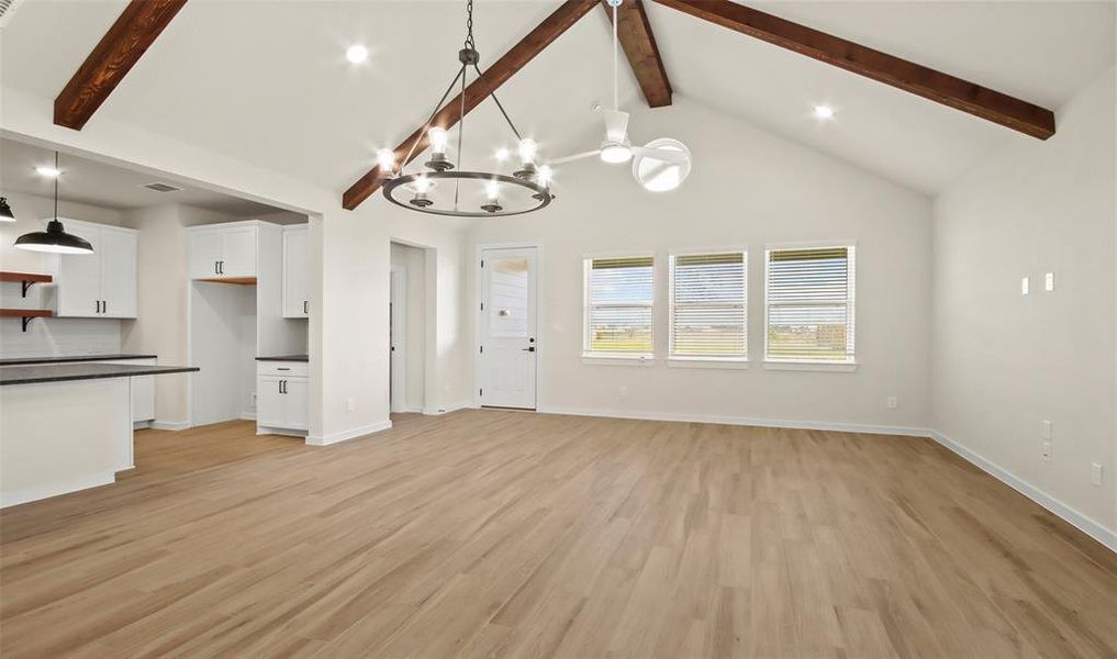 View of dining area and great room