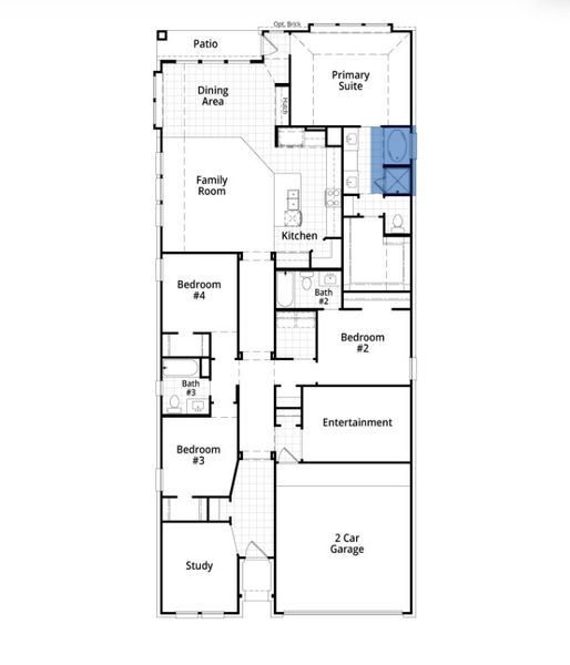 2D floor plan layout for the Continental Plan by Highland Homes in Prominence, San Antonio, TX (Image 5). 2D floor plan layout for the Continental Plan by Highland Homes in Prominence, San Antonio, TX (Image 5).