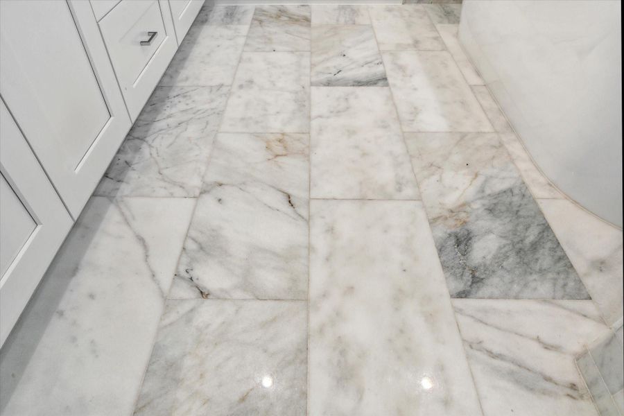 Marble Floor with Different Veining and Colors for Added Interest.