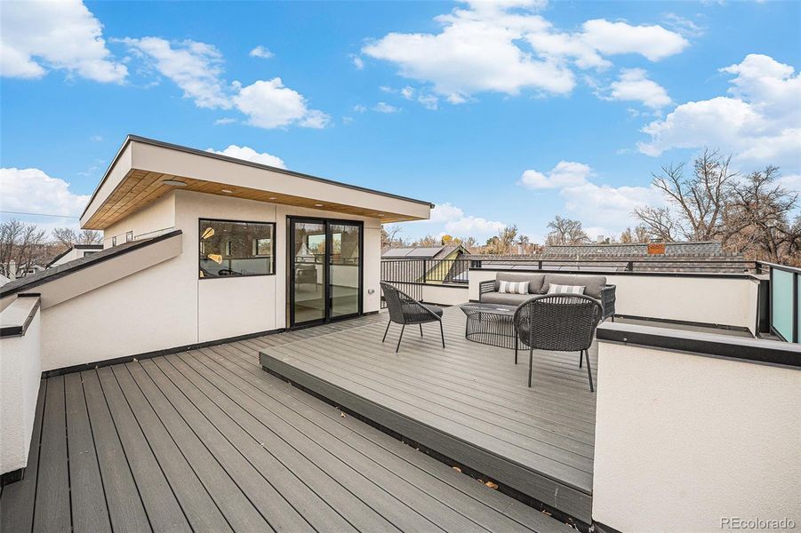 Incredible roof deck with power, water & gas is hot tub ready