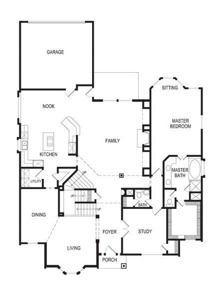 2D floor plan layout for the Brookfield 2R by First Texas Homes in Collinsbrook Farm, Frisco, TX (Image 6).