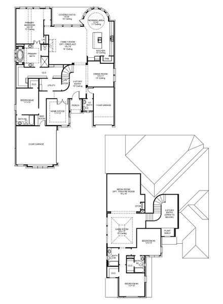 2D floor plan layout for the 3774W by Perry Homes in Terraces 62', Rockwall, TX (Image 3).