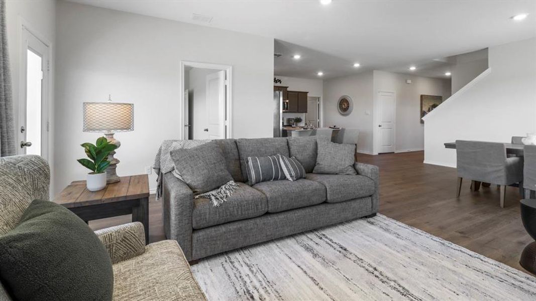 Living area featuring recessed lighting and wood finished floors
