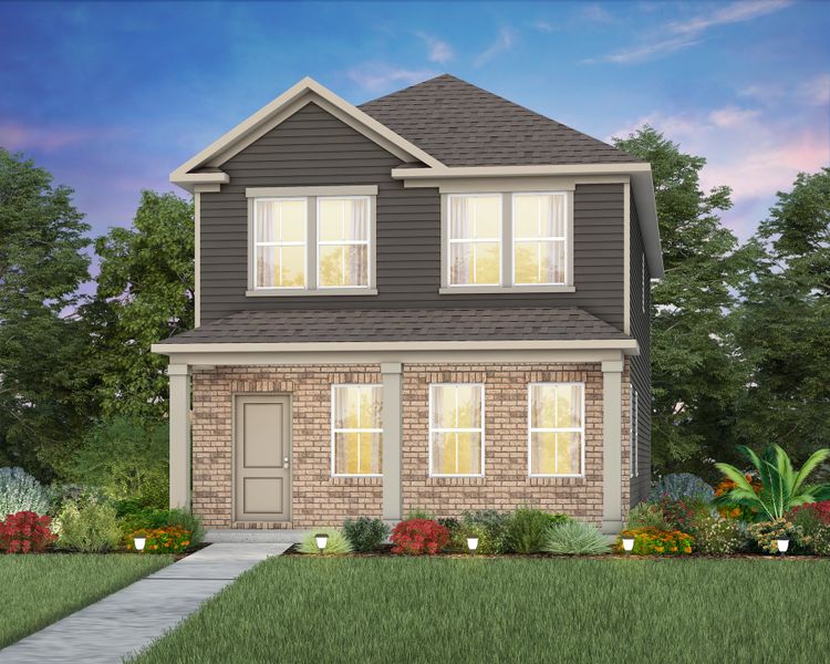Front exterior of a new home in Riverstone, Monroe, NC, highlighting curb appeal (Image 20).