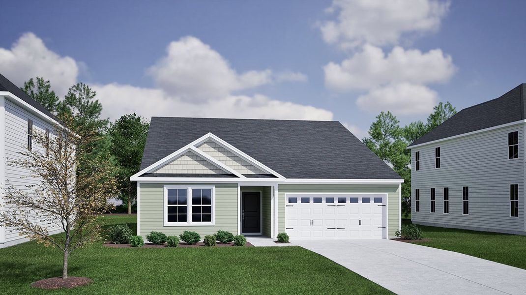 Front exterior of a new home in Allston Park, Calabash, NC, highlighting curb appeal (Image 1). Front exterior of a new home in Allston Park, Calabash, NC, highlighting curb appeal (Image 1).