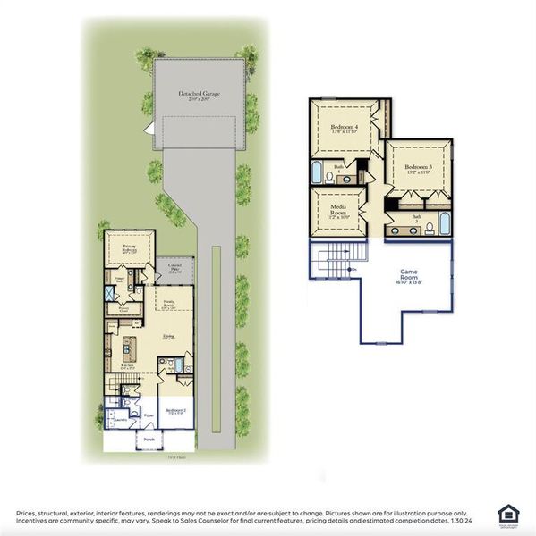 With a main floor featuring a guest suite, open concept design and private owner's suite plus plenty of room for kiddos and guests upstairs, our 3206 C floor plan is a winner!