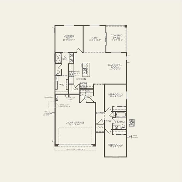 2D floor plan layout for the Bergamot by Pulte Homes in Alamar, Avondale, AZ (Image 3).