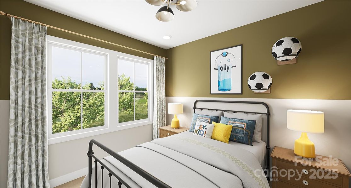 Bedroom 3 with Tree-Lined Views. *Virtual Rendering | Actual Finishes, Structural Selections, and Orientation May Vary.