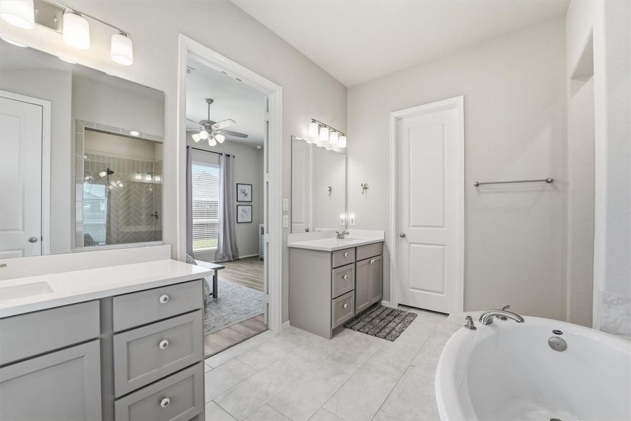 Primary en-suite with seperate tub and shower