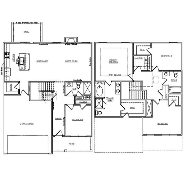 2D floor plan layout for the Myrtle Select M by McGuinn Homes in Broadway Lake, Anderson, SC (Image 2). 2D floor plan layout for the Myrtle Select M by McGuinn Homes in Broadway Lake, Anderson, SC (Image 2).