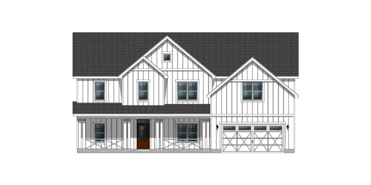 Front exterior of a new home in Eli's Ridge, Winterville, NC, highlighting curb appeal (Image 1).