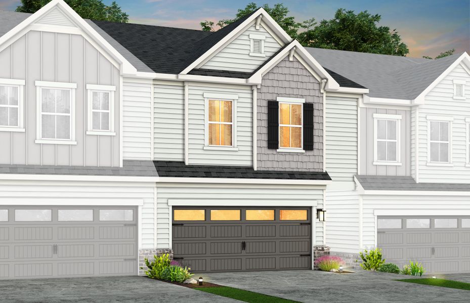 Front exterior of a new home in Galloway Towns, Charlotte, NC, highlighting curb appeal (Image 27).