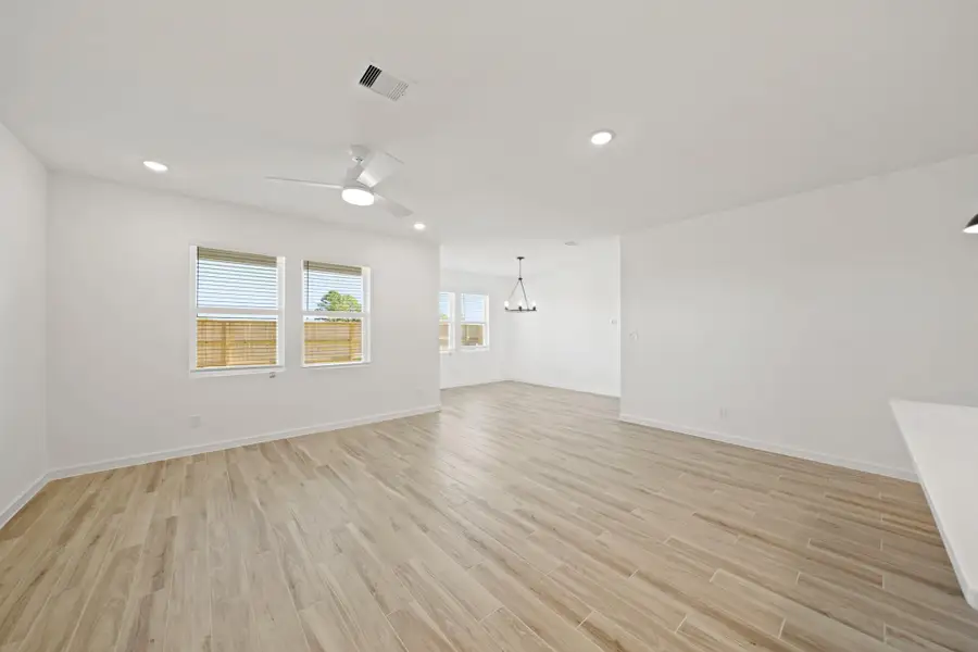 Bright and open great room and dining area