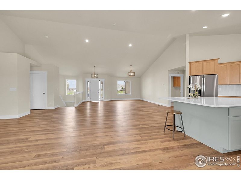 Living Area + Kitchen Island