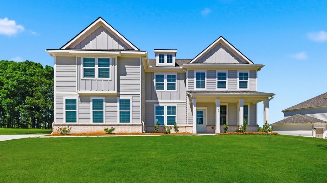 Representative exterior photo of a completed home built from the Clarity - Side Entry by DRB Homes in Brighton, Locust Grove, GA (Image 22). Representative exterior photo of a completed home built from the Clarity - Side Entry by DRB Homes in Brighton, Locust Grove, GA (Image 22).