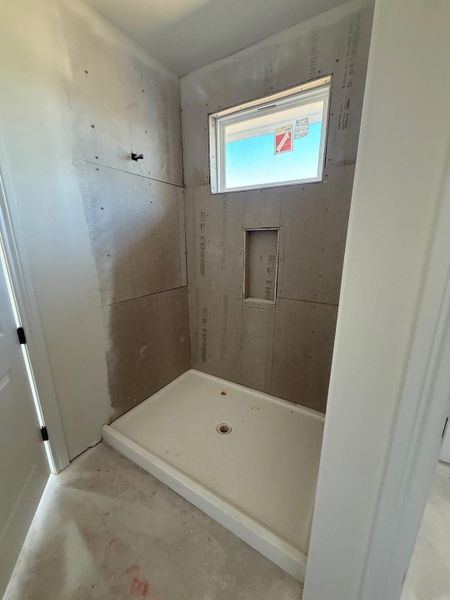 Bathroom with a stall shower