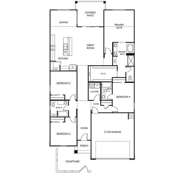2D floor plan layout for the Onyx by Meritage Homes in Mountain View Estates Signature Series, Buckeye, AZ (Image 3). 2D floor plan layout for the Onyx by Meritage Homes in Mountain View Estates Signature Series, Buckeye, AZ (Image 3).