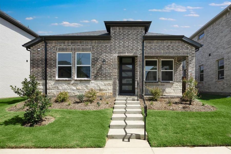 Front exterior of a new home in North Sky Celina, Celina, TX, highlighting curb appeal (Image 1). Front exterior of a new home in North Sky Celina, Celina, TX, highlighting curb appeal (Image 1).