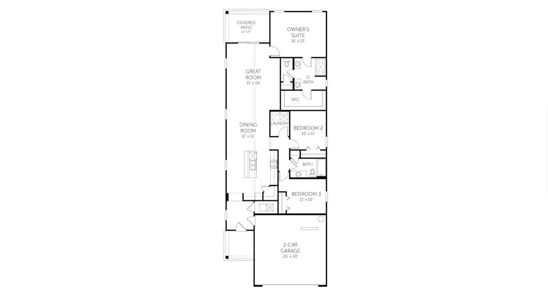 2D floor plan layout for the Ormewood - 40' Homesites by Dream Finders Homes in Amberly, Green Cove Springs, FL (Image 5).