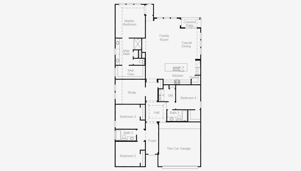2D floor plan layout of this home in Hulen Trails 60', Fort Worth, TX (Image 4).