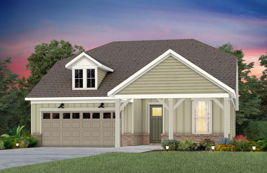 Front exterior of a new home in Carolina Riverside, Belmont, NC, highlighting curb appeal (Image 22).