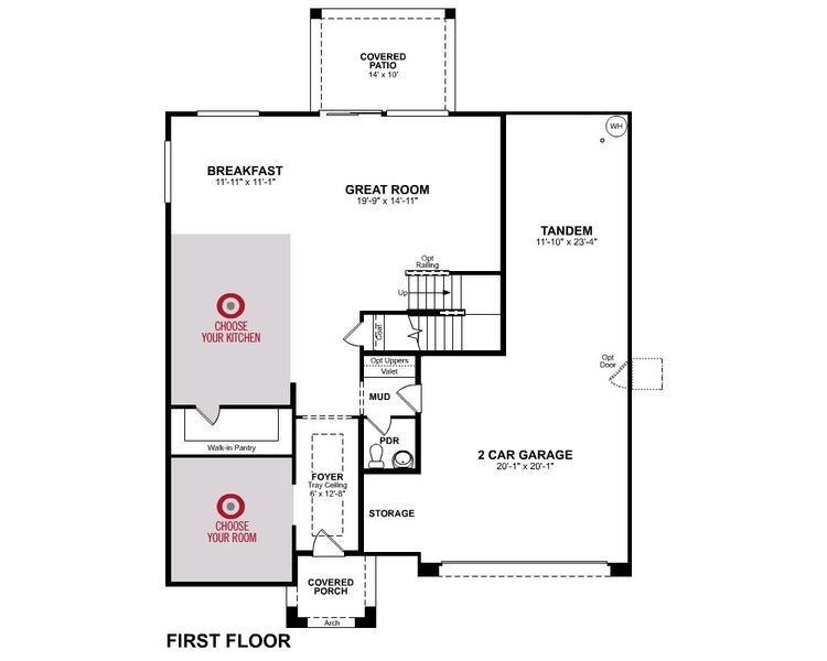 2D floor plan layout for the Hartwell by Beazer Homes in Tirreno at IronWing, Litchfield Park, AZ (Image 3).