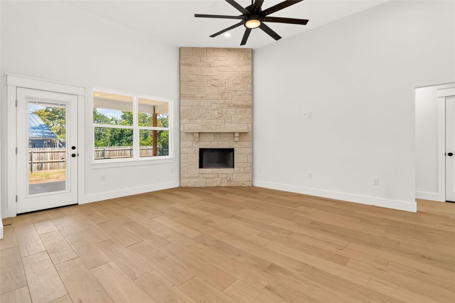 Wood burning fireplace