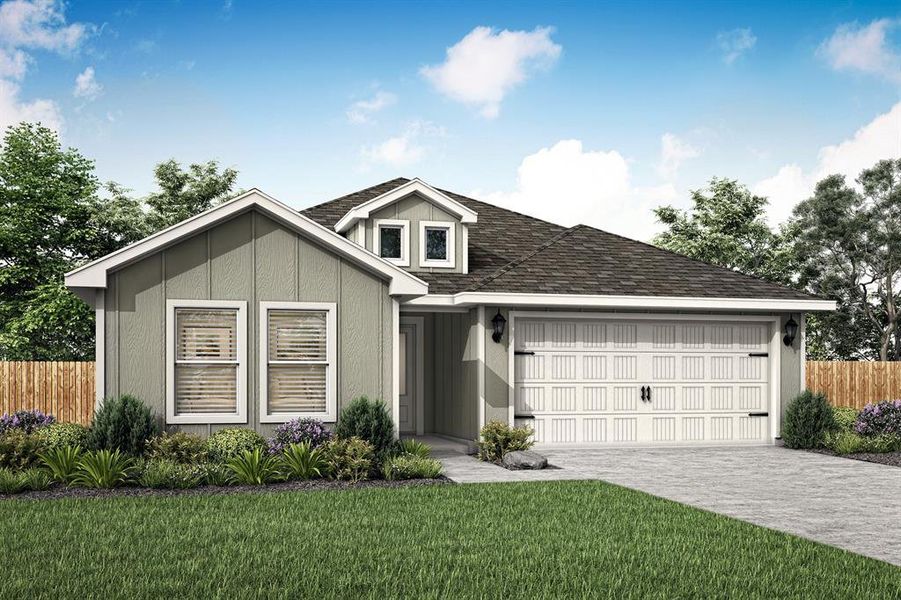 This is an example of a Sabine floorplan. The estimated construction completion date for the Sabine built at 11000 Gray Mare Drive is February 2025. *Exterior finishes may differ from what is shown.