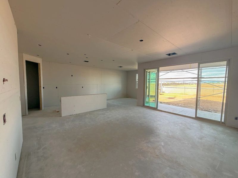 Great room, kitchen and dining