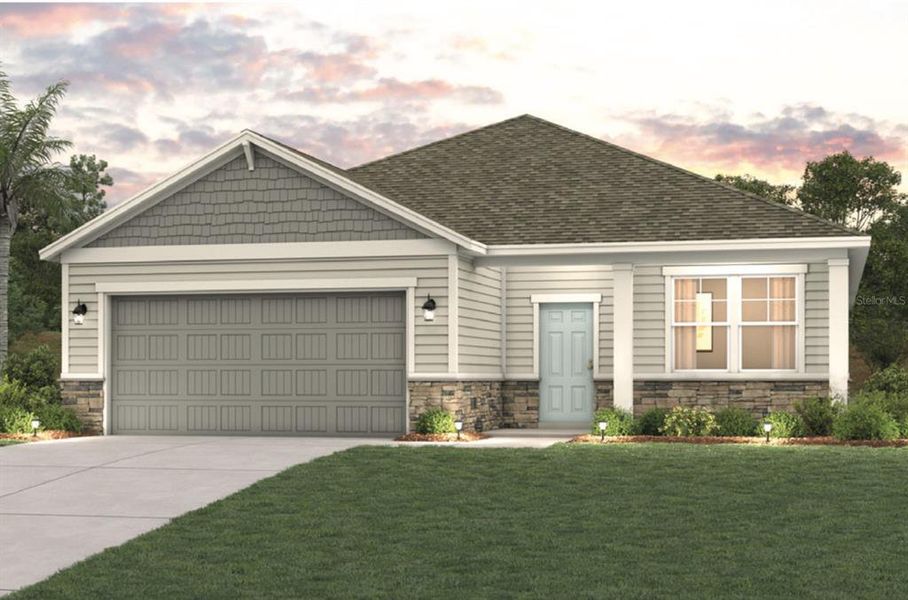 Front exterior of a new home in The Magnolia Series at Reserve East, Flagler Beach, FL, highlighting curb appeal (Image 1). Front exterior of a new home in The Magnolia Series at Reserve East, Flagler Beach, FL, highlighting curb appeal (Image 1).