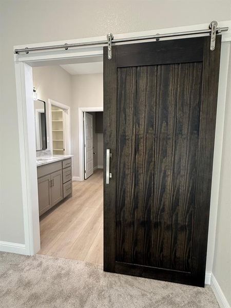 Custom Barn Door leading into bathroom